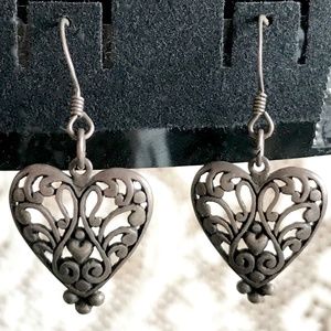 Sterling Silver Filigree Heart Earrings WJ Waldeck